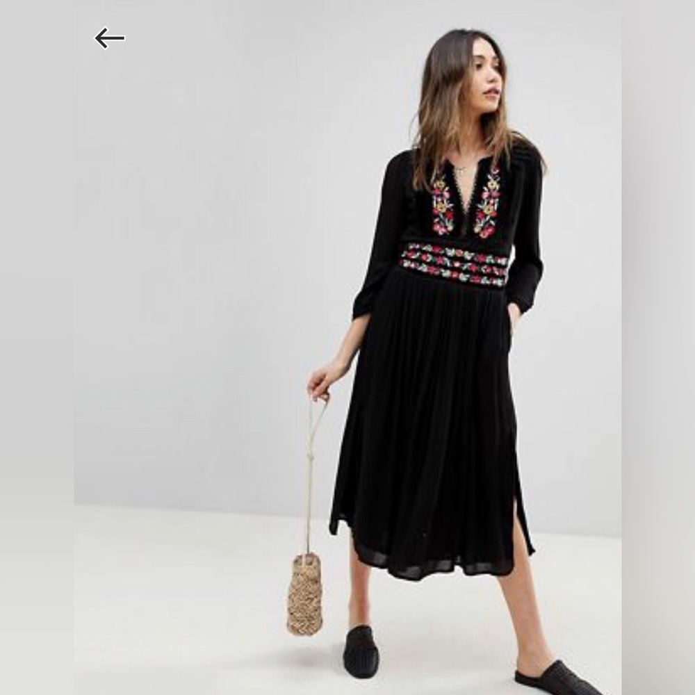 Free People Flora Embroidered Midi Dress, Size Small